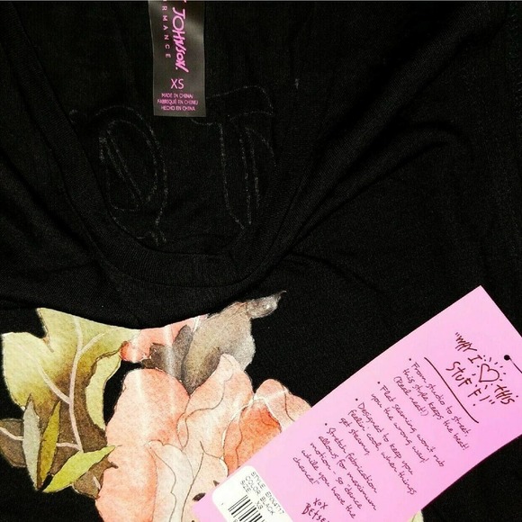 New Betsey Johnson XS Stay Wild Black Tank Jersey Cotton NWT - Picture 4 of 4